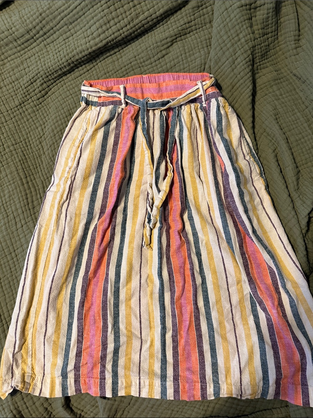 bp Striped Midi Skirt in Pink, Yellow, Blue and Cream